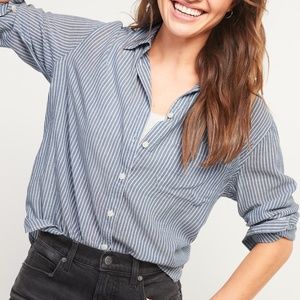 Old Navy Boyfriend Striped Button Down Shirt XXL